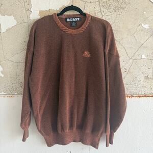 Vtg BOAST Sweater Men L 100 Cotton Textured Knit Kaanapali Hong Kong Tennis Prep